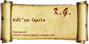 Kósa Gyula névjegykártya